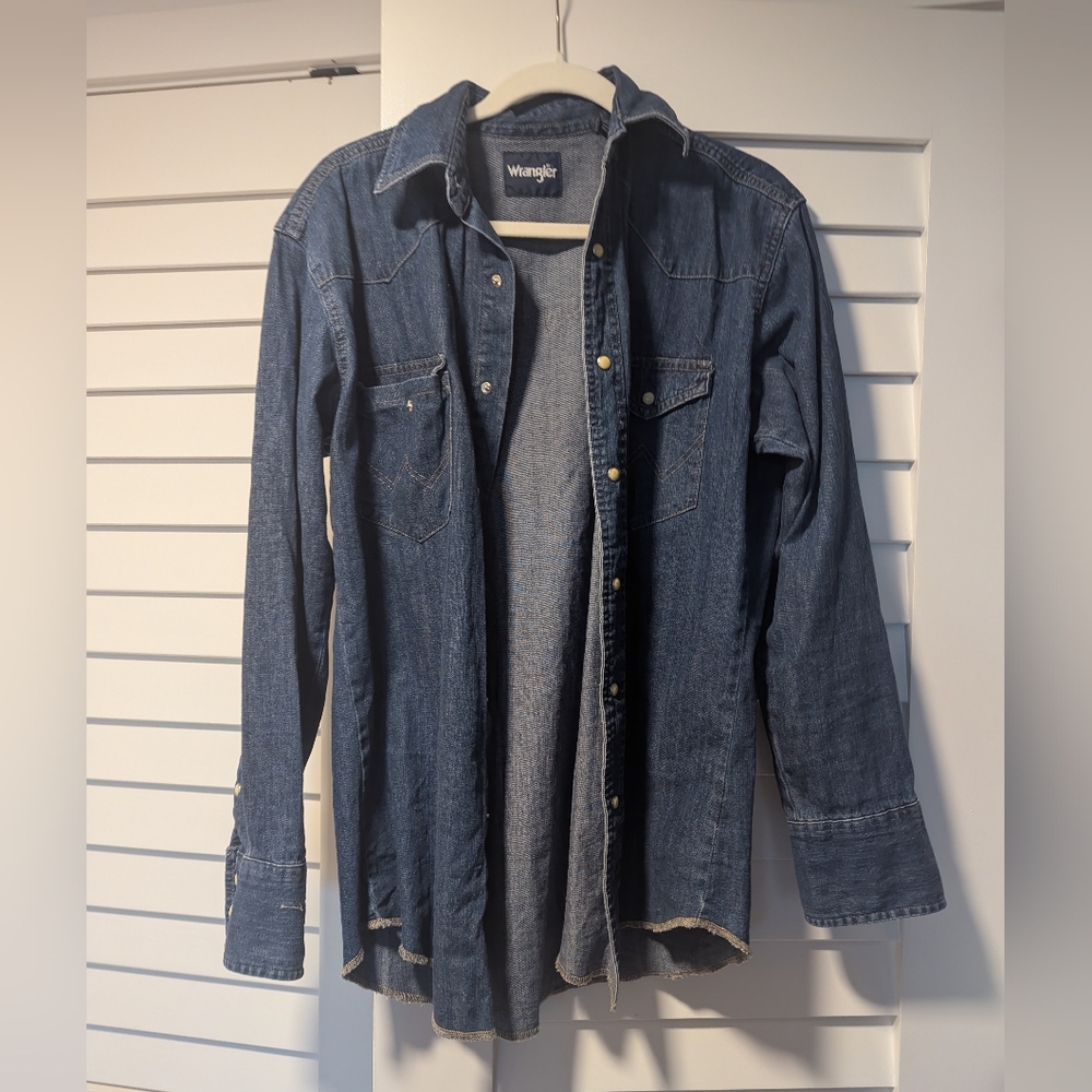Wrangler Blue Denim Pearl Snap Shirt